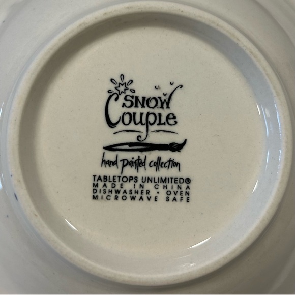 SNOW COUPLE Hand Painted Collection Cereal Bowl Tabletops Unlimited 7 1/4” - Picture 6 of 6